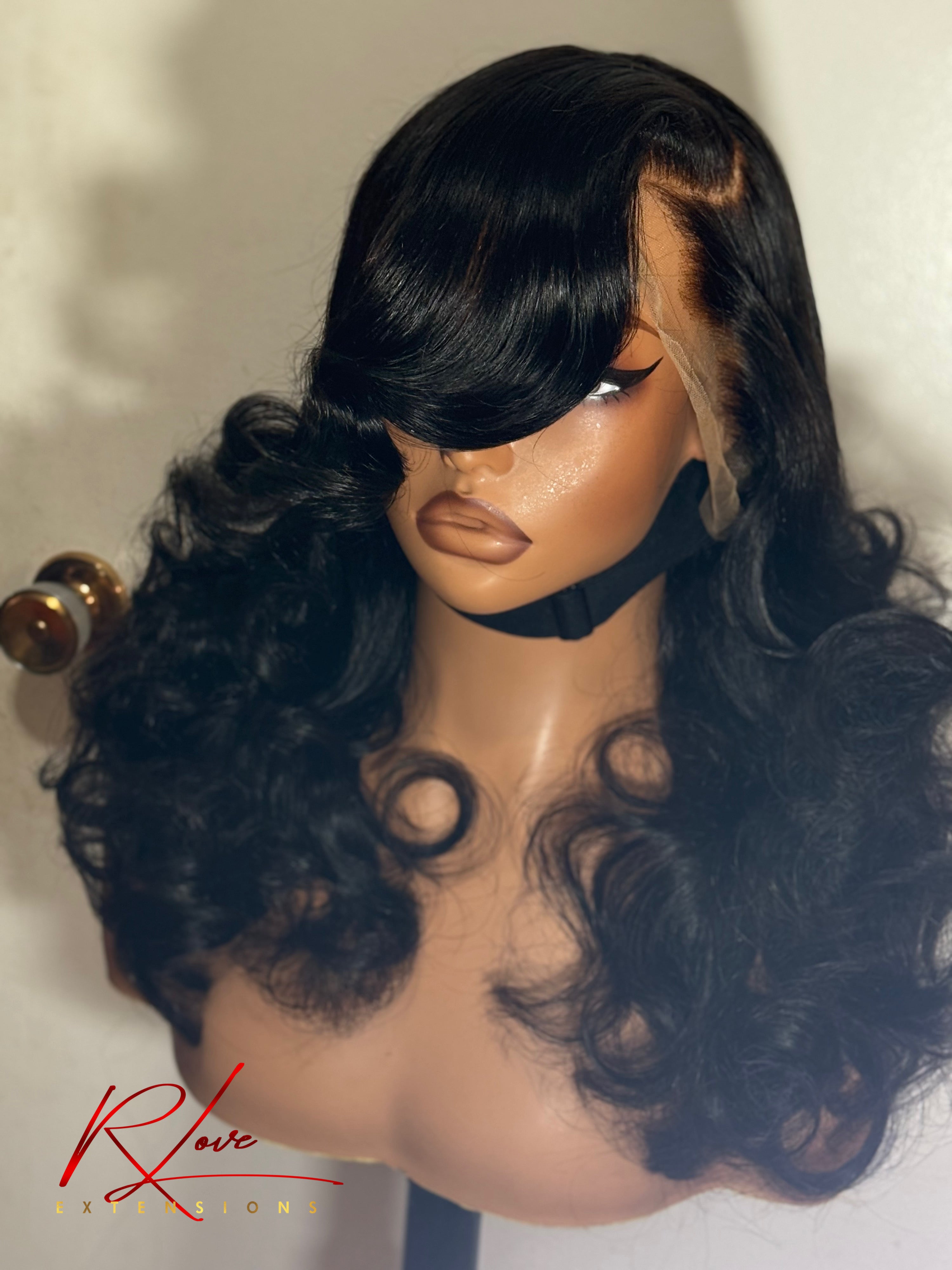 24” 1b Side Part Curled Frontal Ready-to-Wear Wig