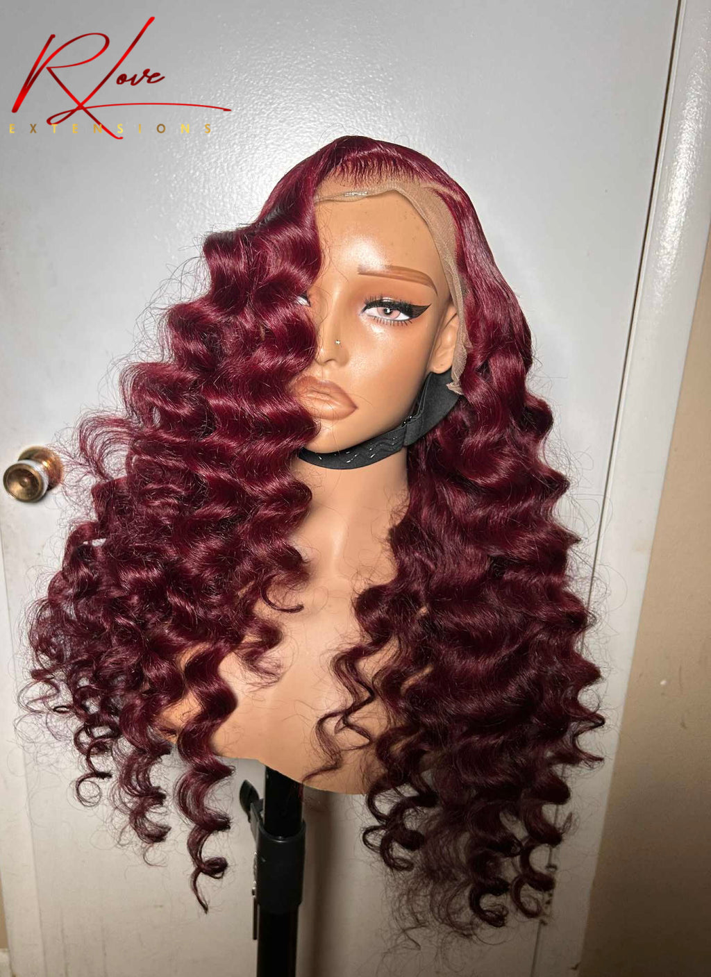28” Burgundy Wand Curled Frontal Ready-To-Wear Wig