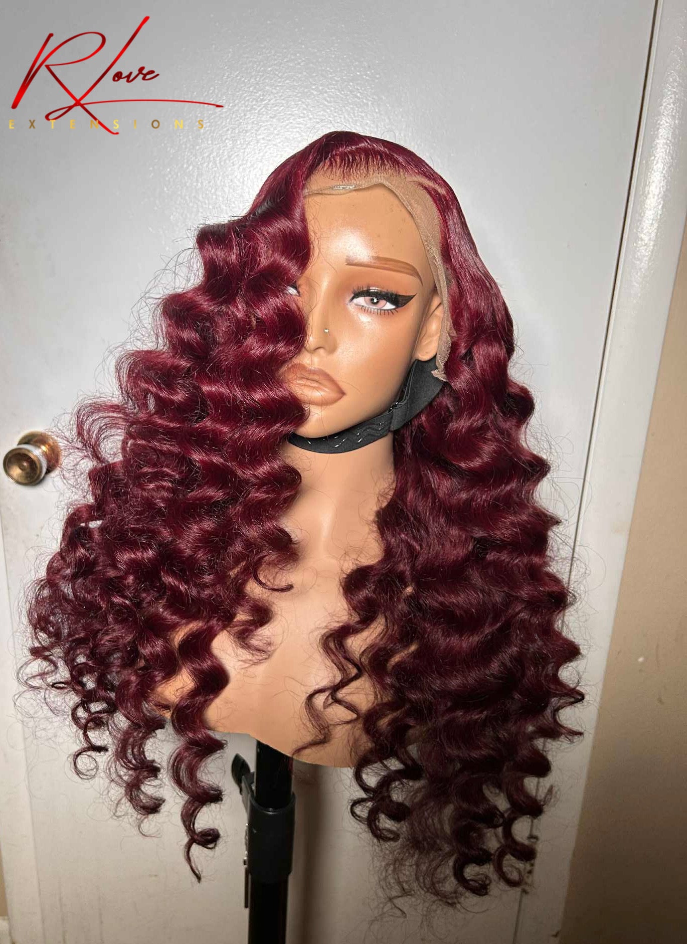 28” Burgundy Wand Curled Frontal Ready-To-Wear Wig
