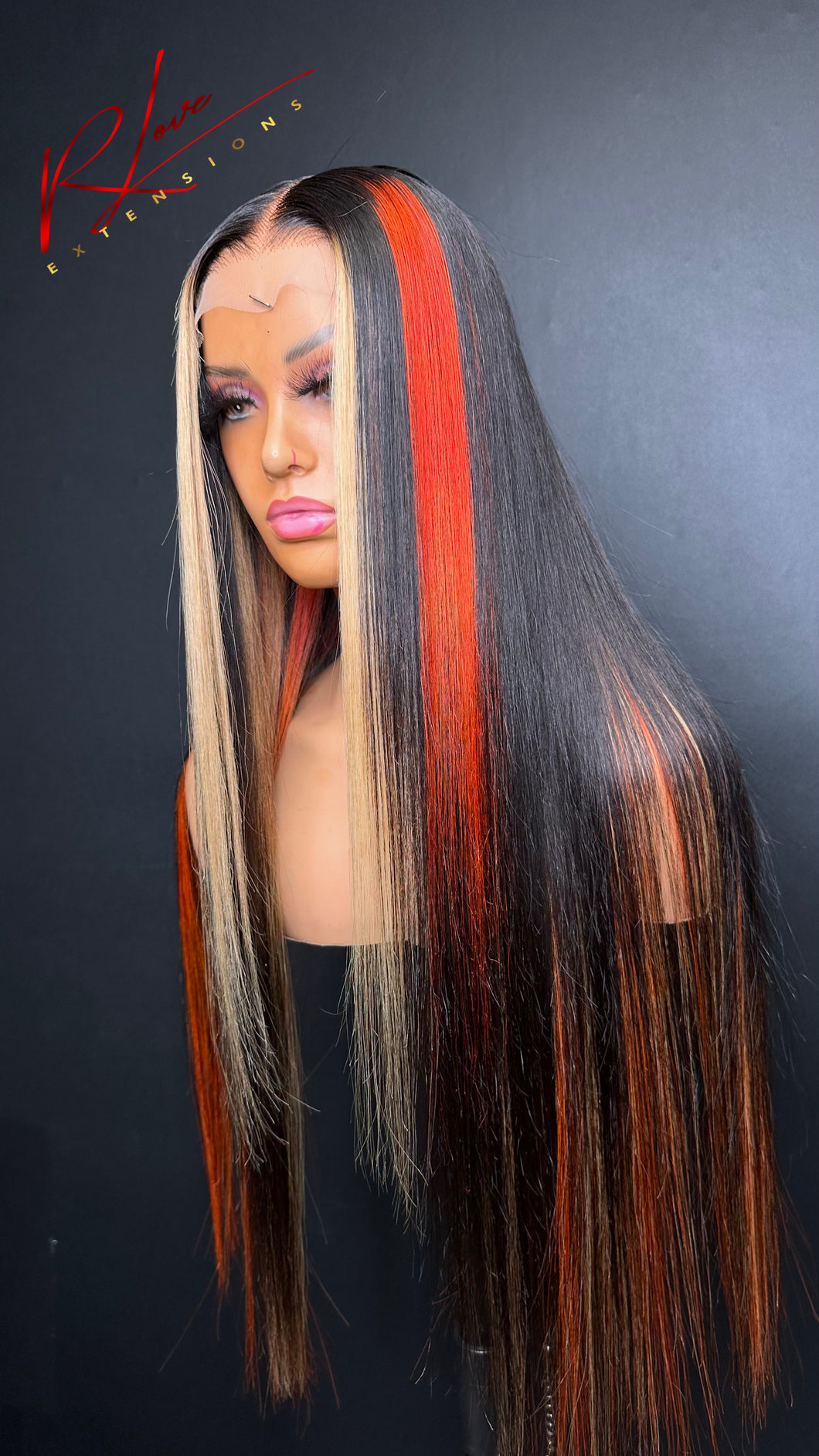 24” Orange Highlight Ready-to-Wear Wig