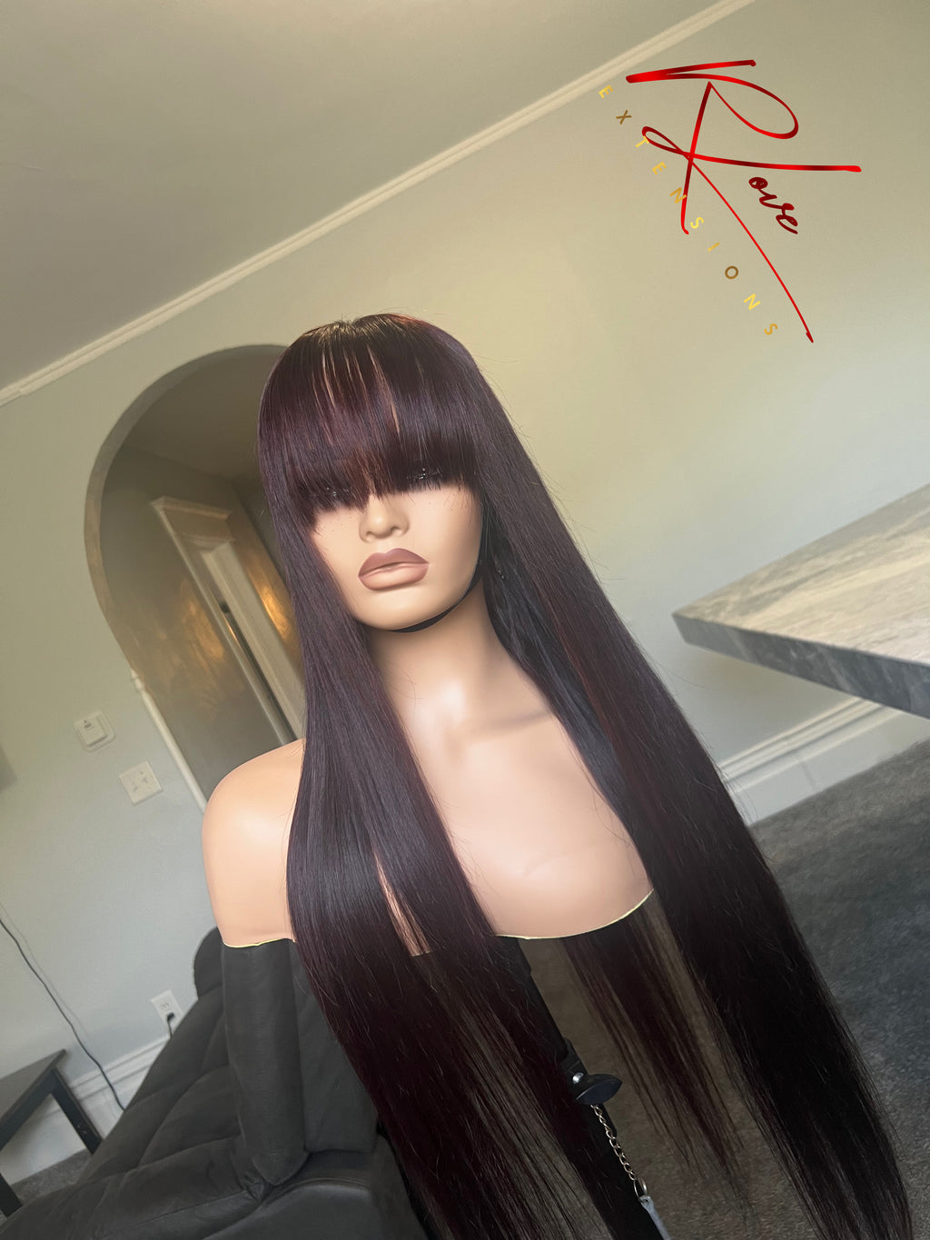 24” Plum Chinese Bang RTW Wig