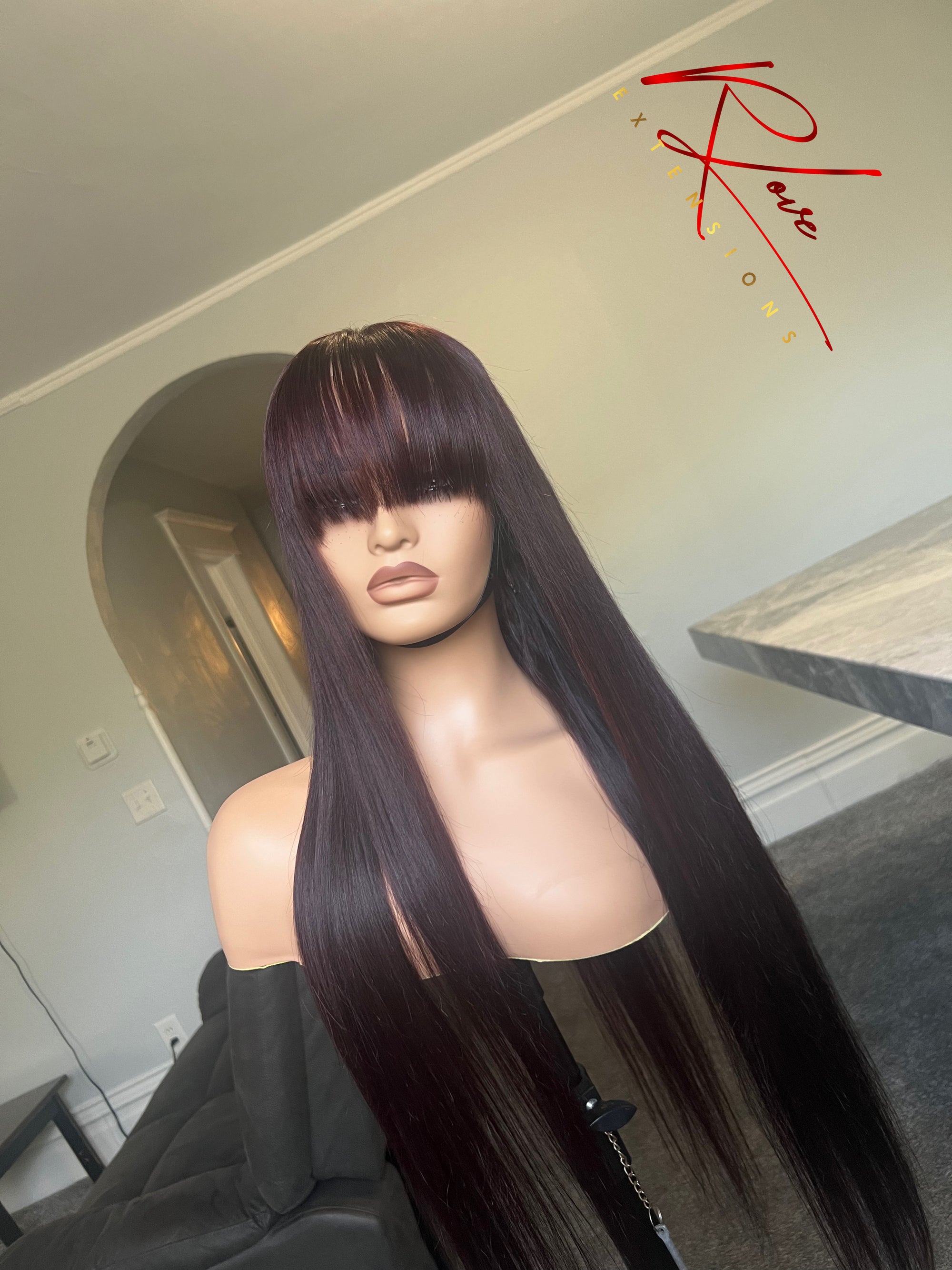 24” Plum Chinese Bang RTW Wig