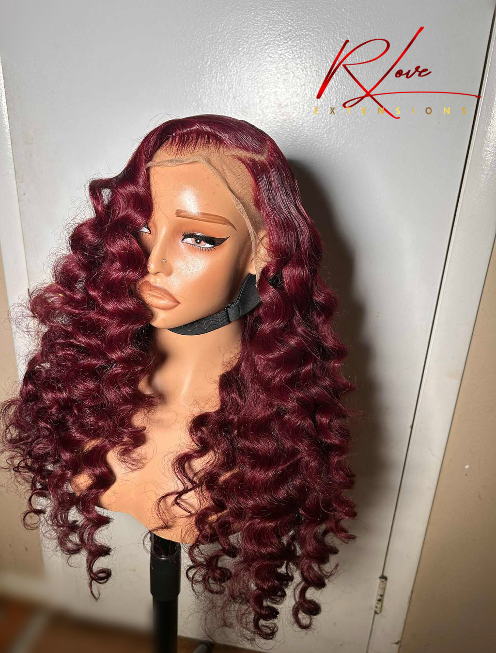 28” Burgundy Wand Curled Frontal Ready-To-Wear Wig