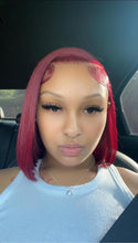 Load image into Gallery viewer, 12” Burgundy Straight Frontal Wig
