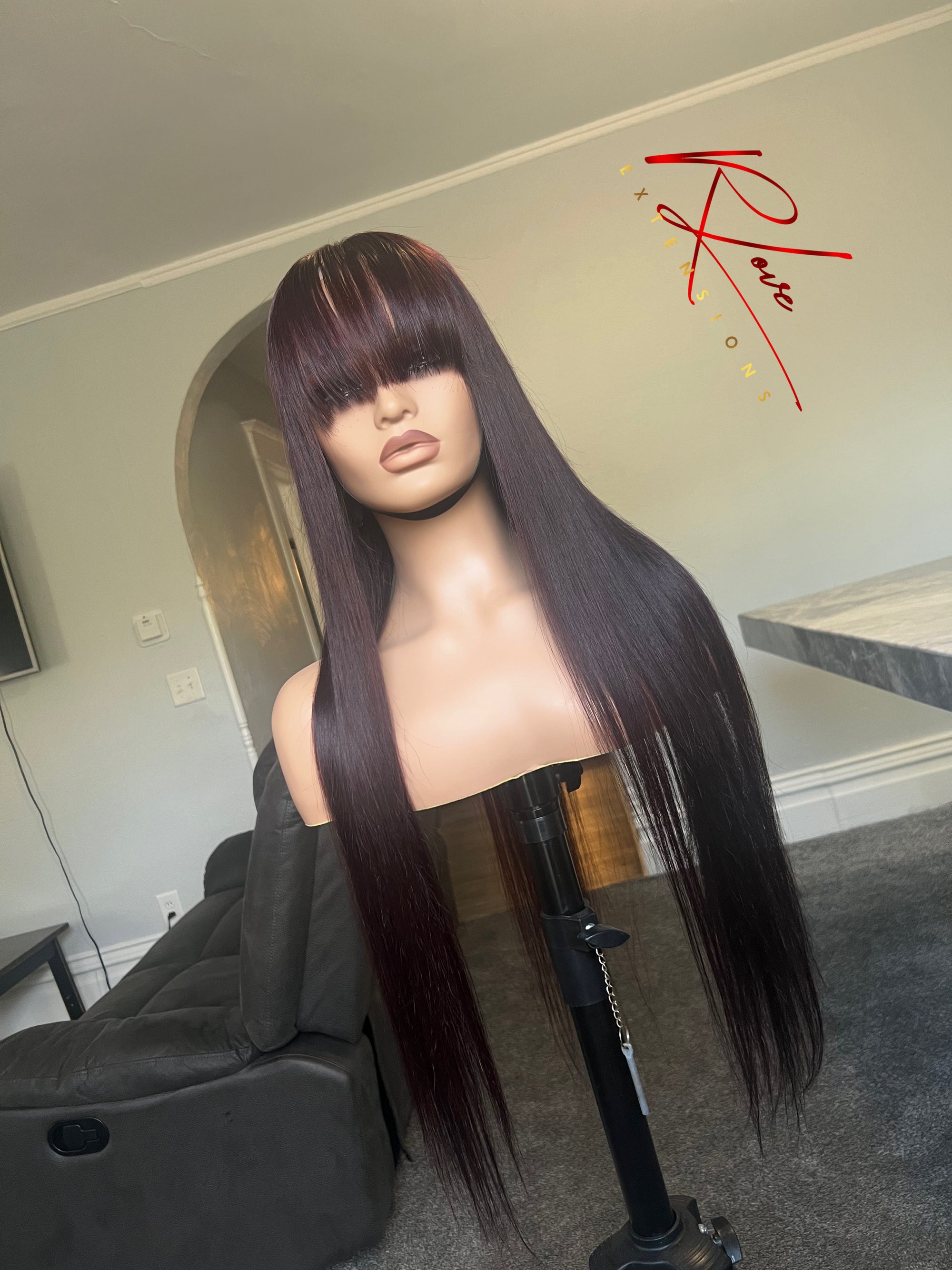24” Plum Chinese Bang RTW Wig