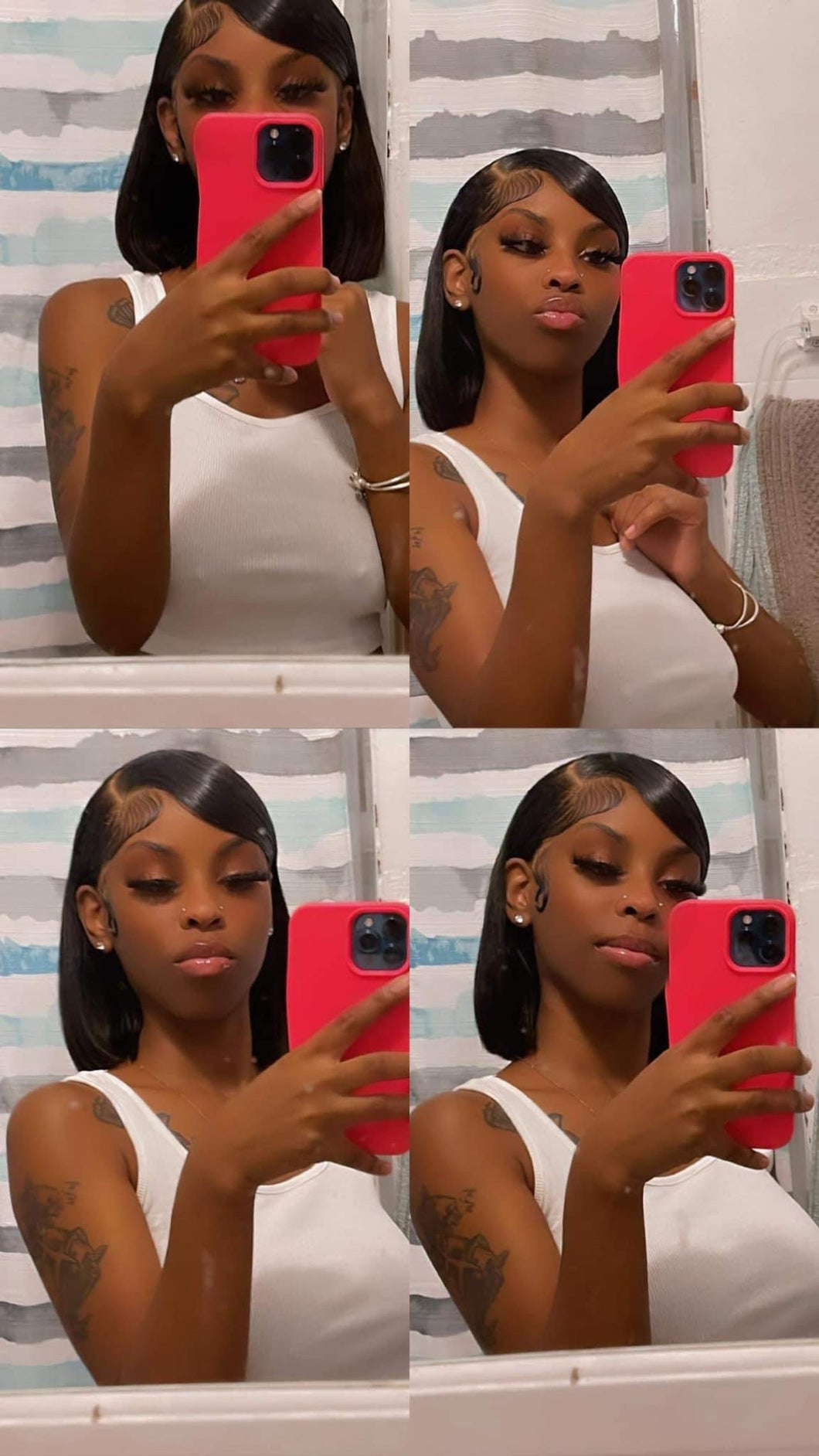 12” 1B Straight Frontal Wig