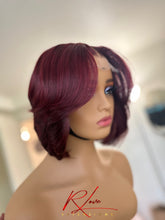 Load image into Gallery viewer, 12” burgundy feathered bob RTW
