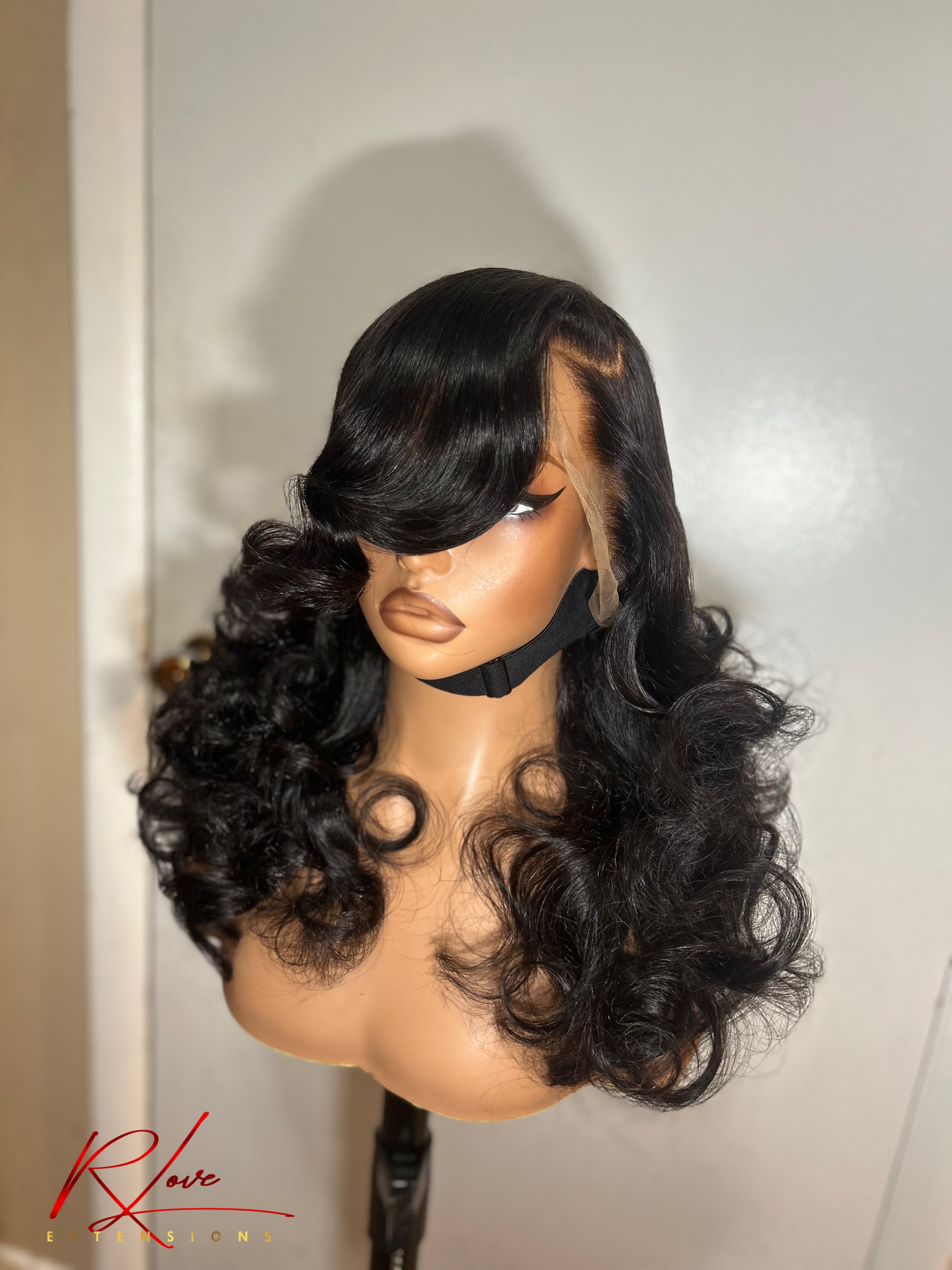 24” 1b Side Part Curled Frontal Ready-to-Wear Wig
