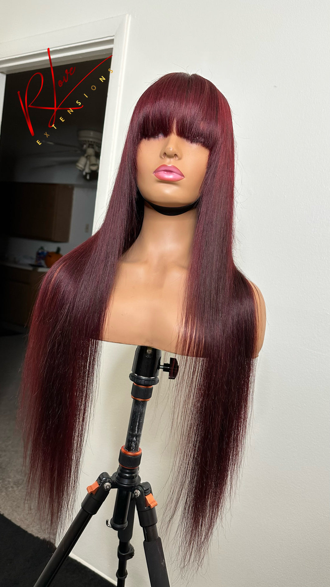 24” Burgundy Chinese Bang Wig