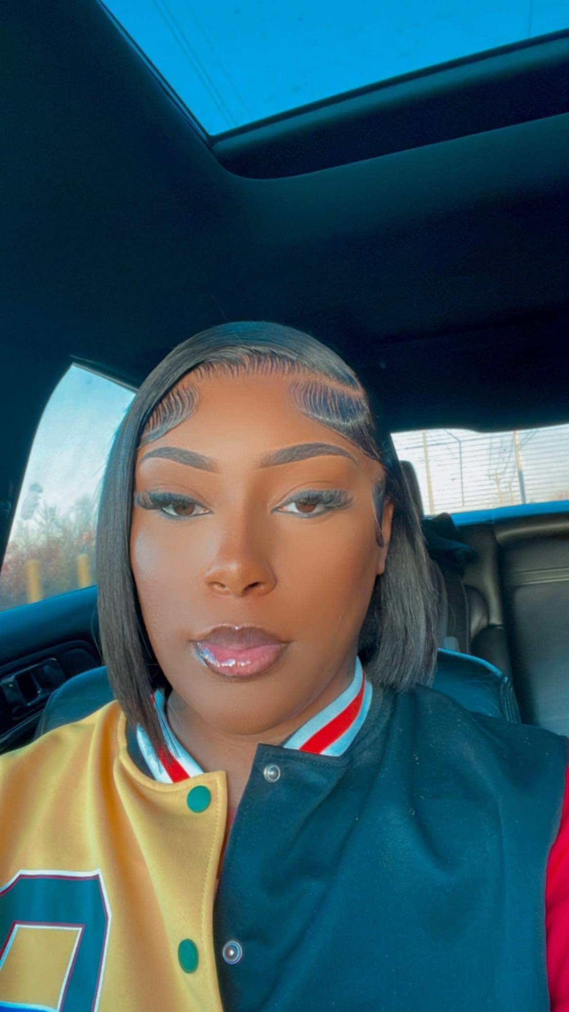 12” 1B Straight Frontal Wig