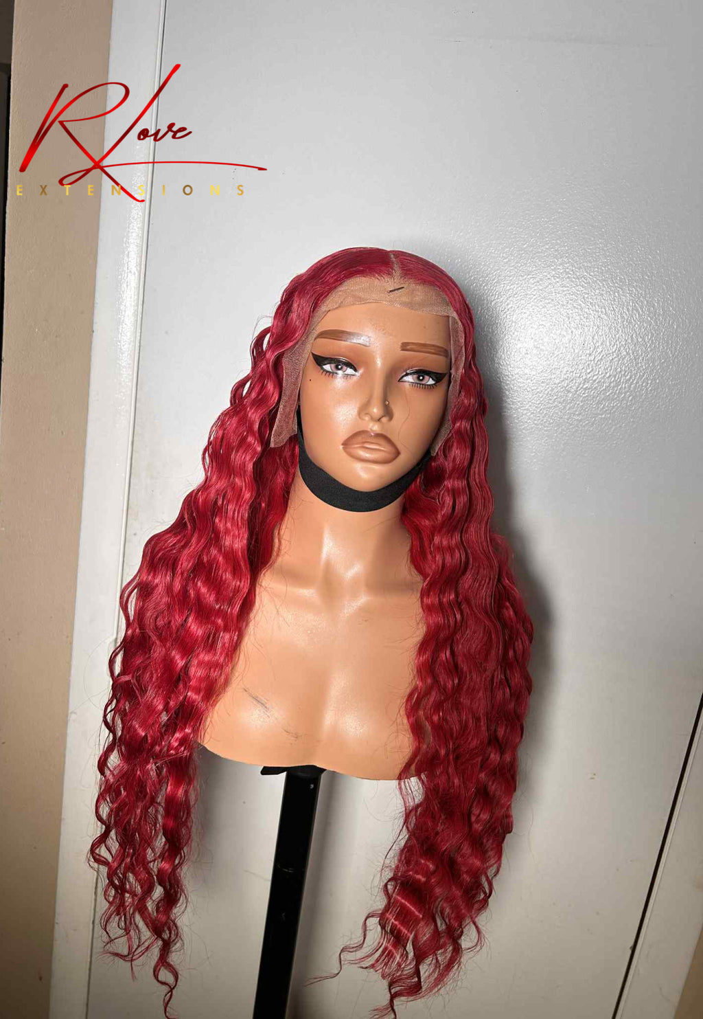 28” Bright Red Crimped Ready-To-Wear Wig