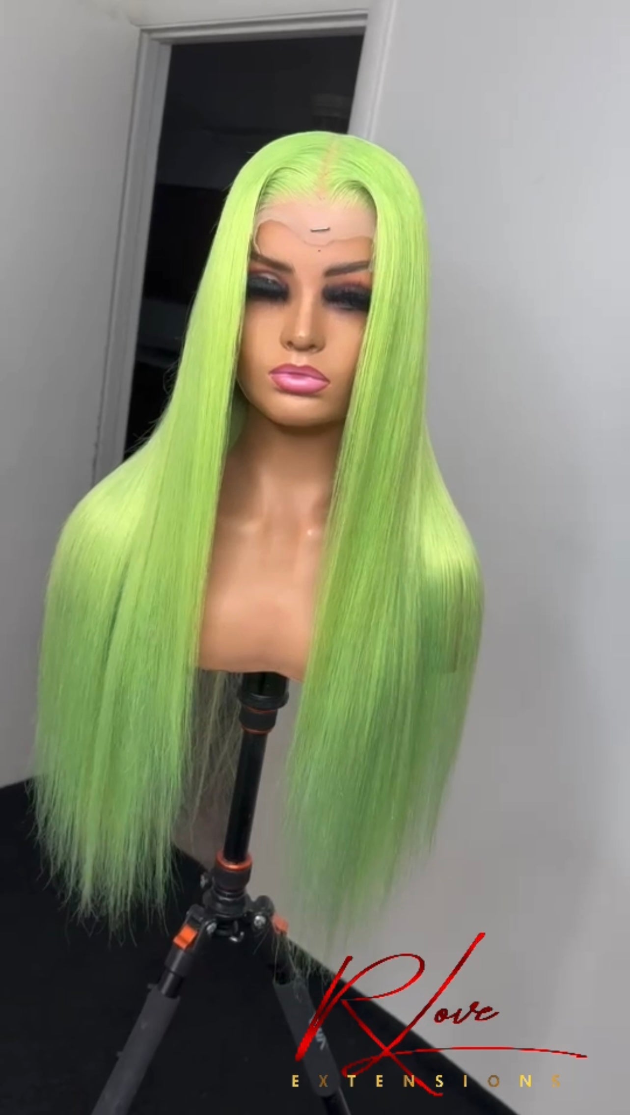 22” Slime Green 5x5 Closure Wig