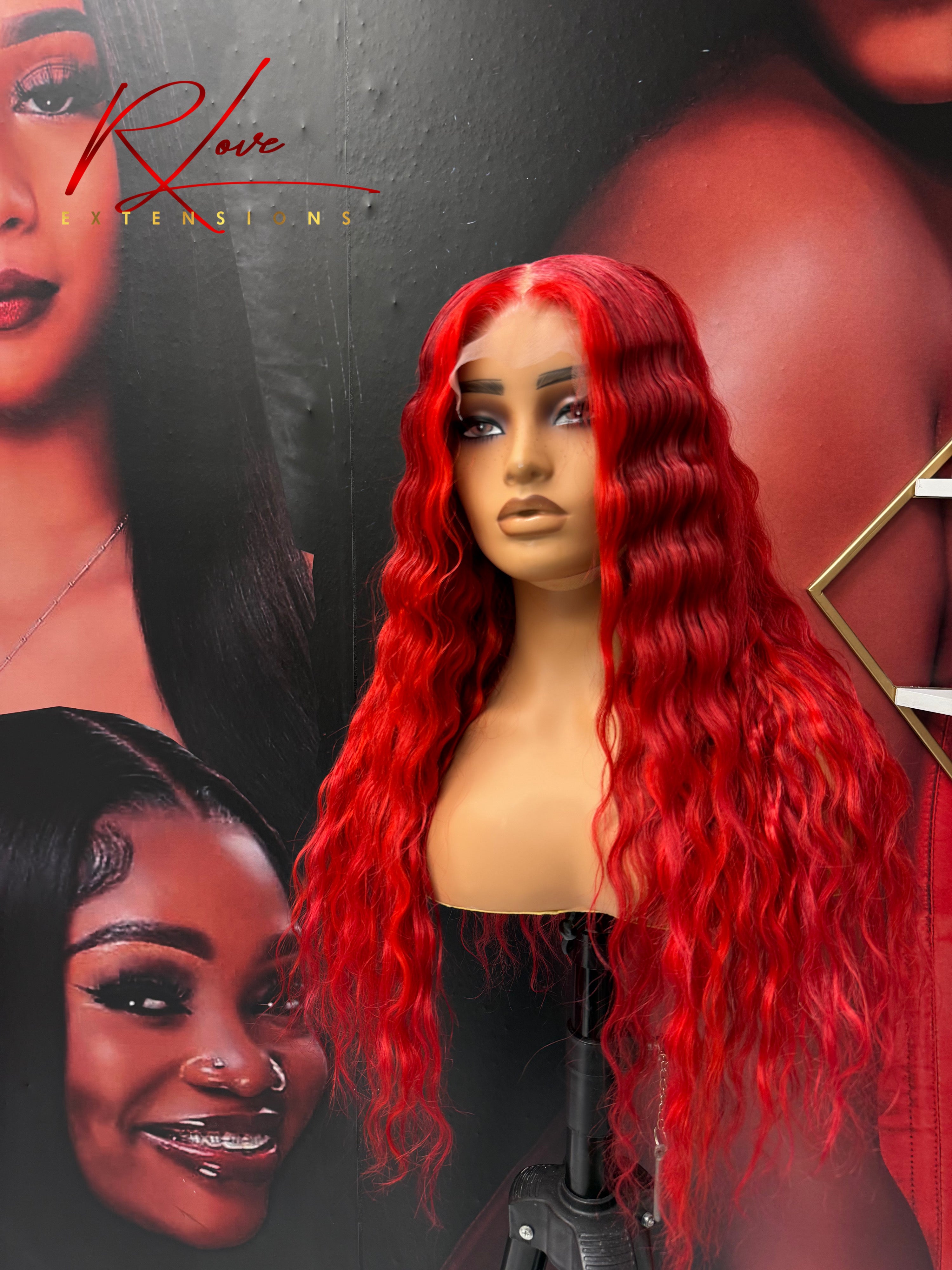 26” Red/Burgundy Ready-to-Wear Wig