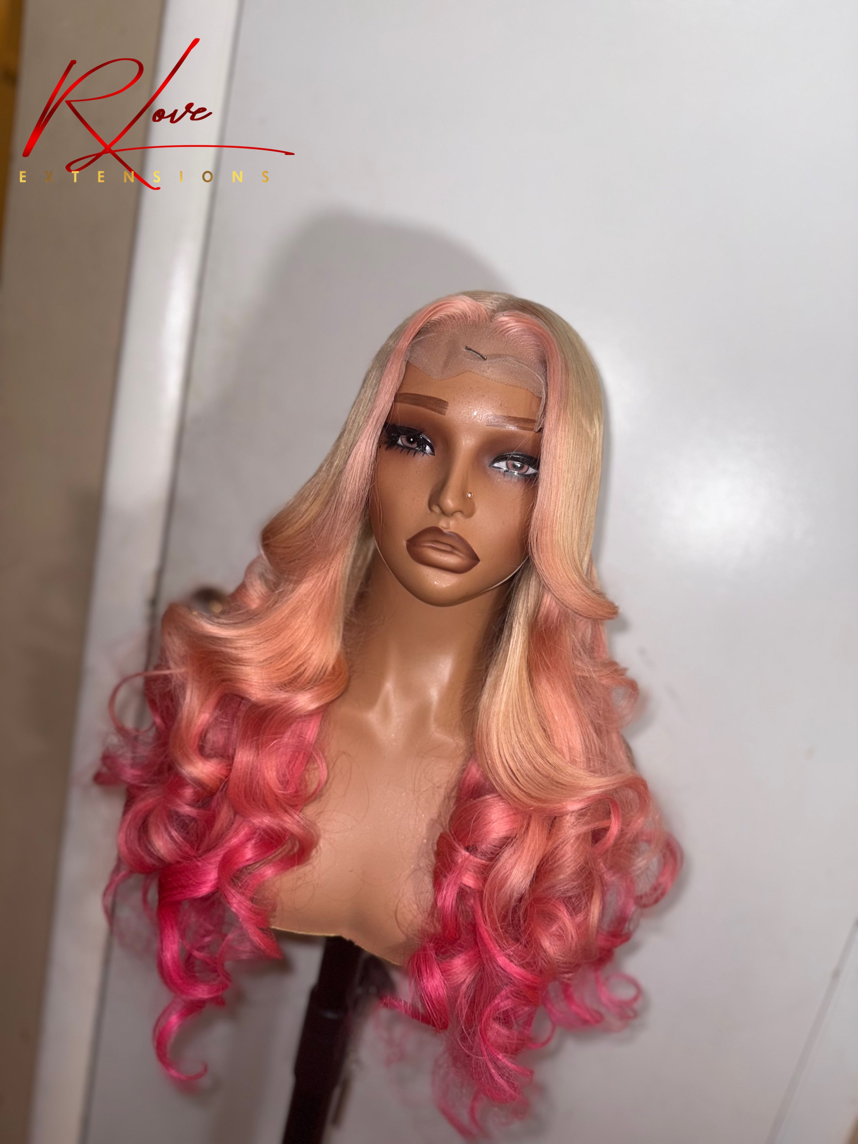32” Pink Ombré 5x5 Ready-To-Wear Wig