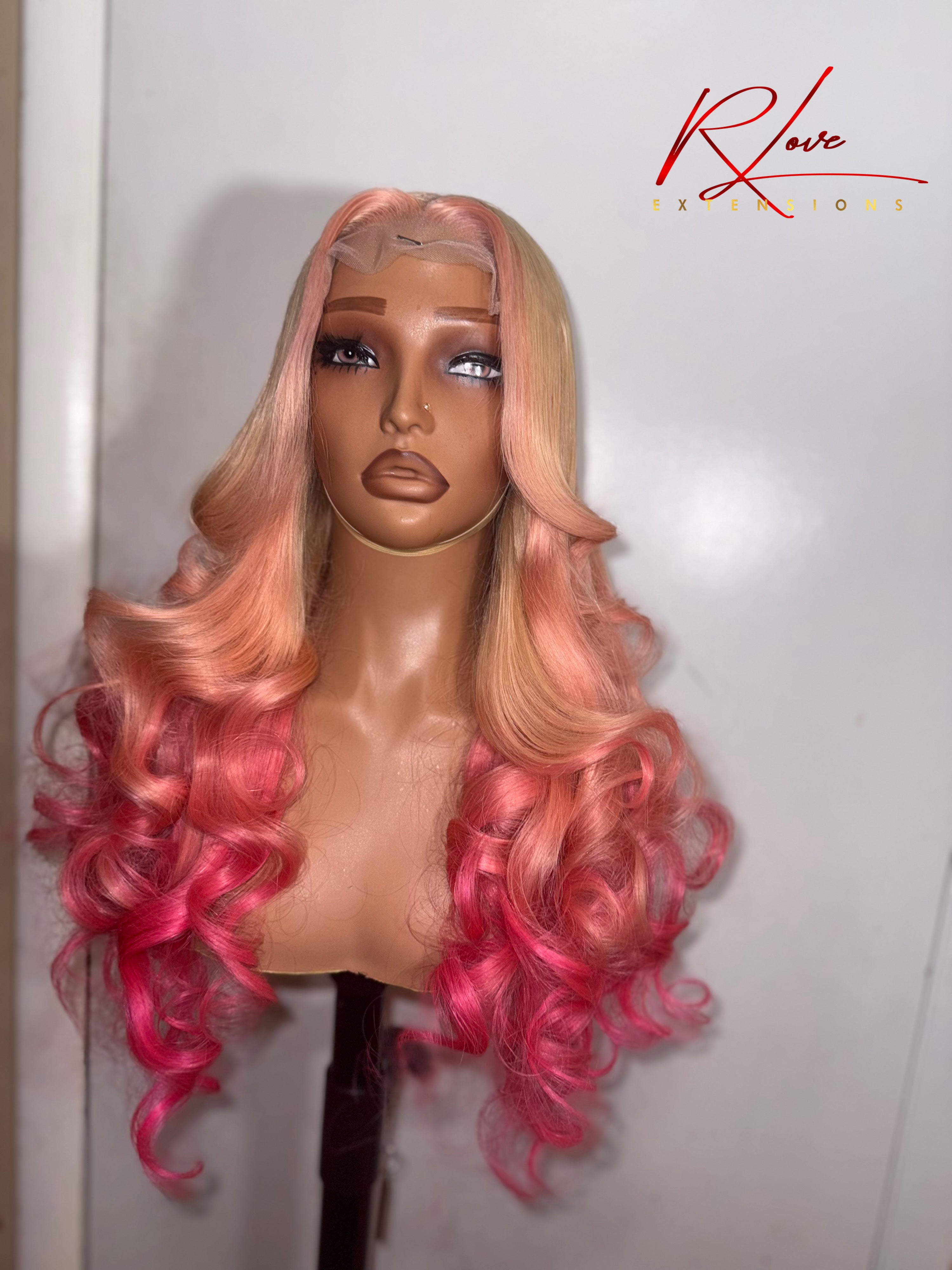 32” Pink Ombré 5x5 Ready-To-Wear Wig
