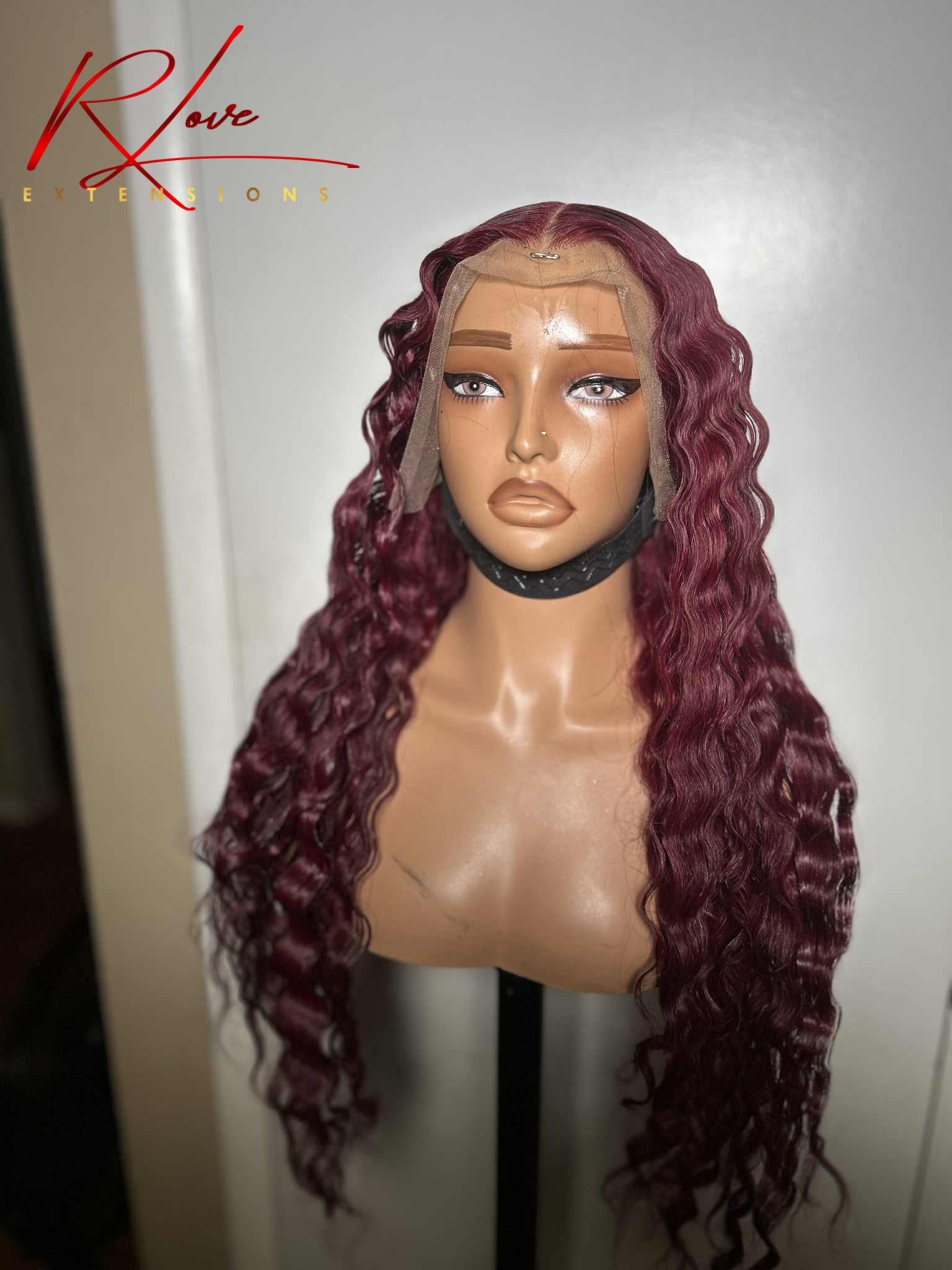 28” Burgundy Crimped Ready-To-Wear Frontal Wig