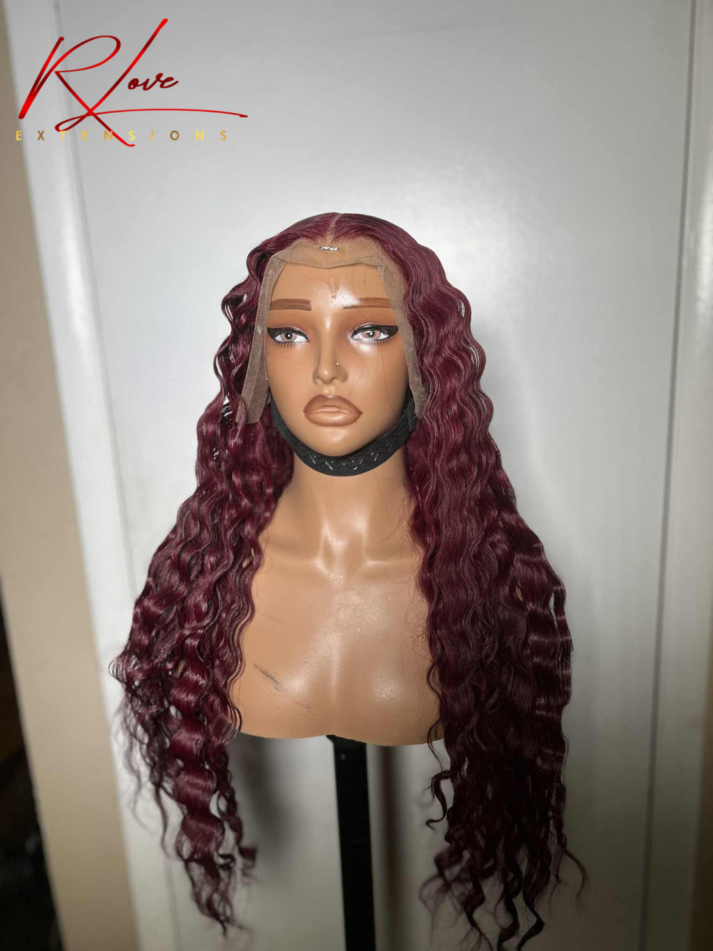 28” Burgundy Crimped Ready-To-Wear Frontal Wig