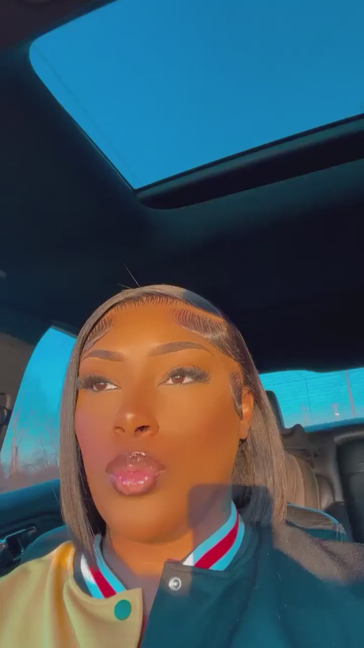12” 1B Straight Frontal Wig