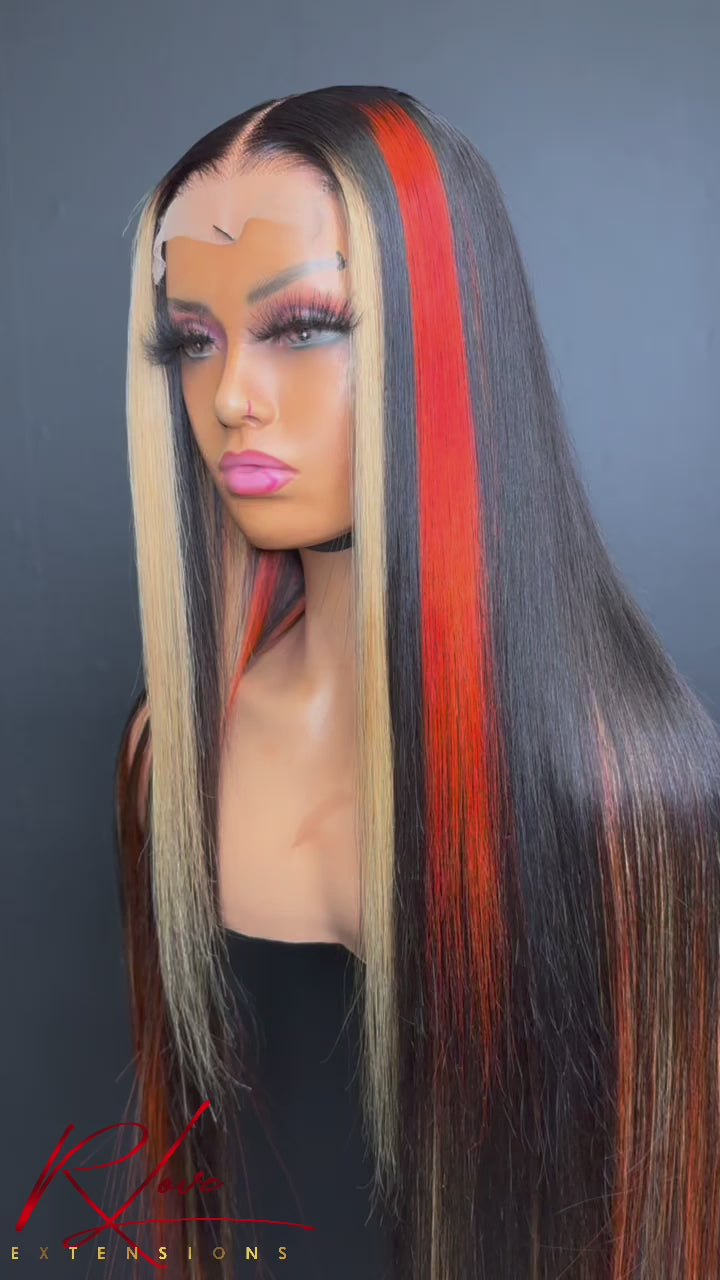 24” Orange Highlight Ready-to-Wear Wig