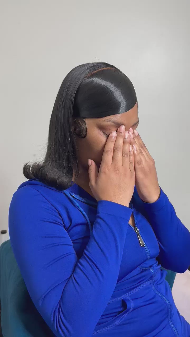 12” 1B Straight Frontal Wig